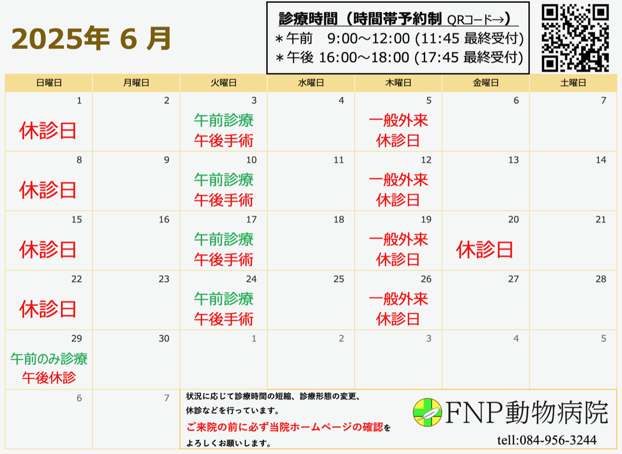 6月診療日カレンダー