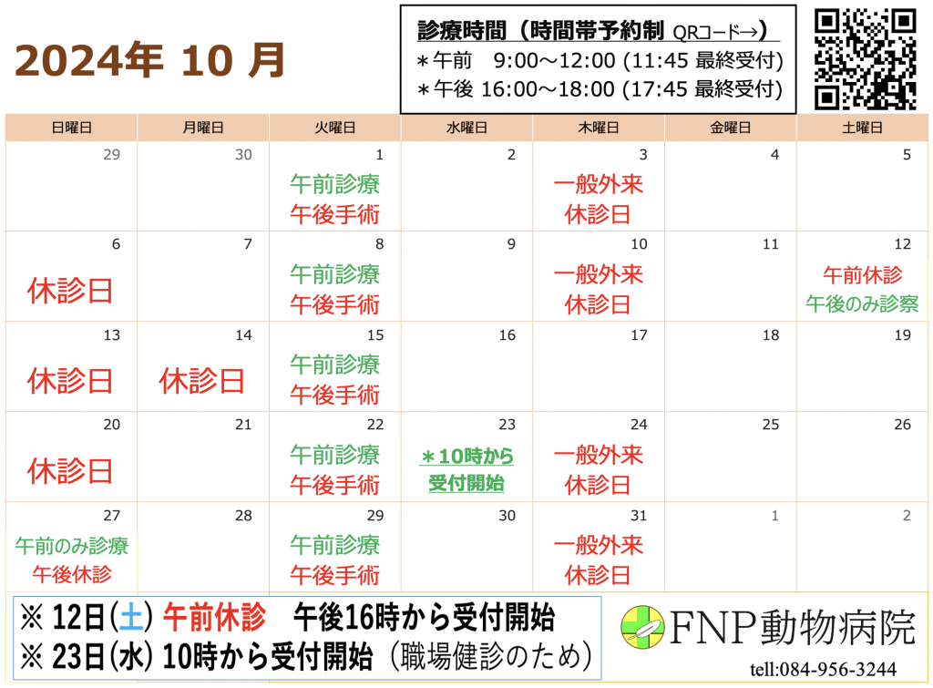 10月休診日